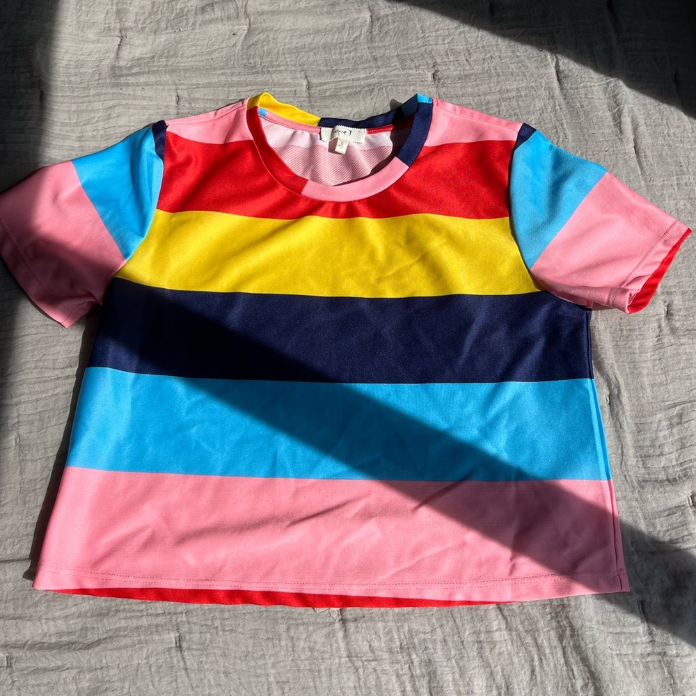 Love J colorful striped t shirt